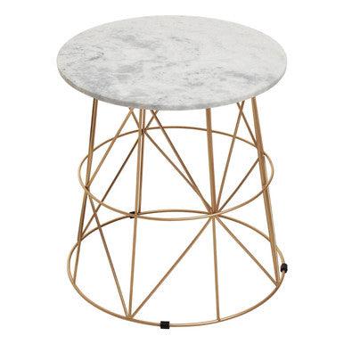 Mandoli White Marble Round Side Table