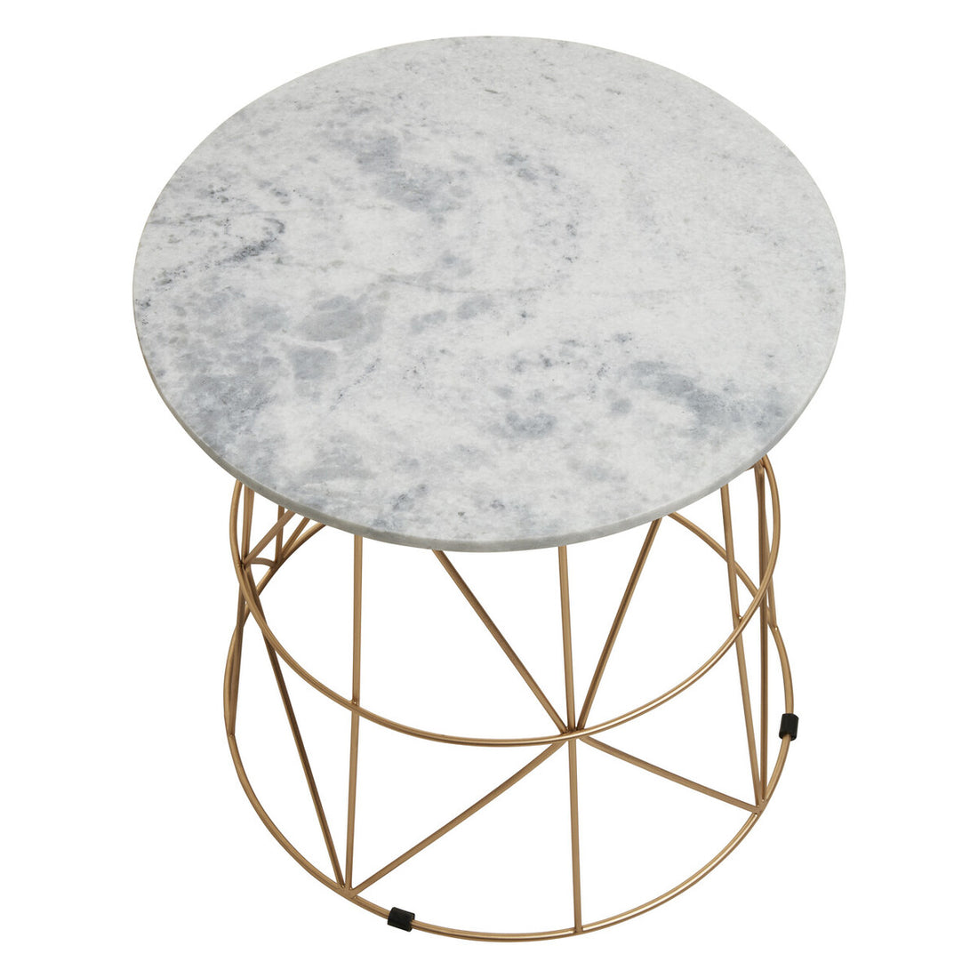 Mandoli White Marble Round Side Table