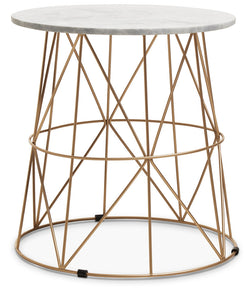 Mandoli White Marble Round Side Table