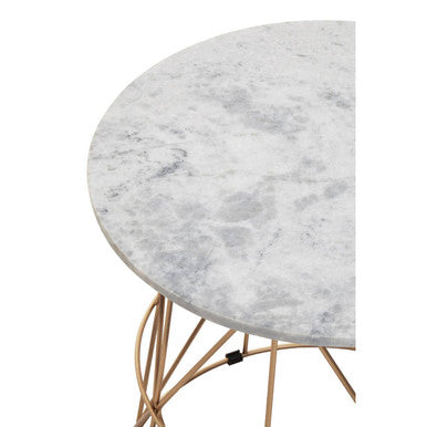 Mandoli White Marble Round Side Table
