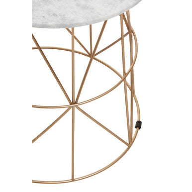 Mandoli White Marble Round Side Table