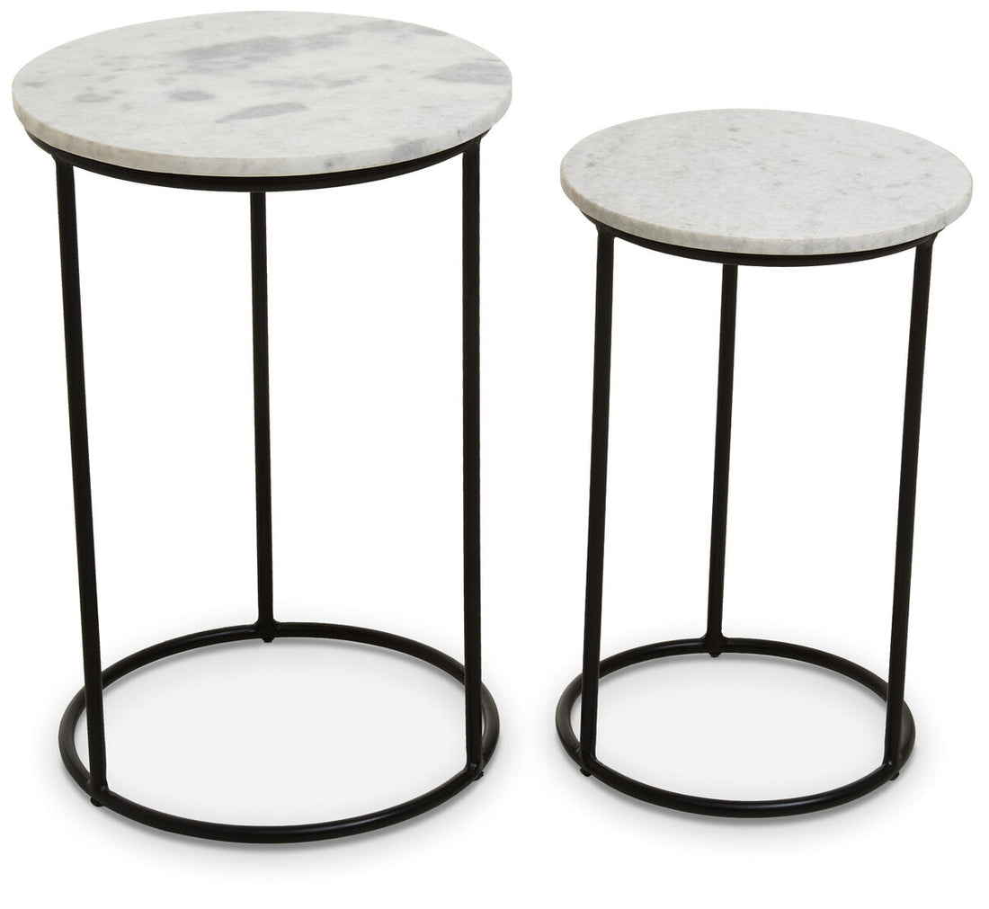 Mandoli Nest Of 2 White Marble Top Side Tables - Image 7