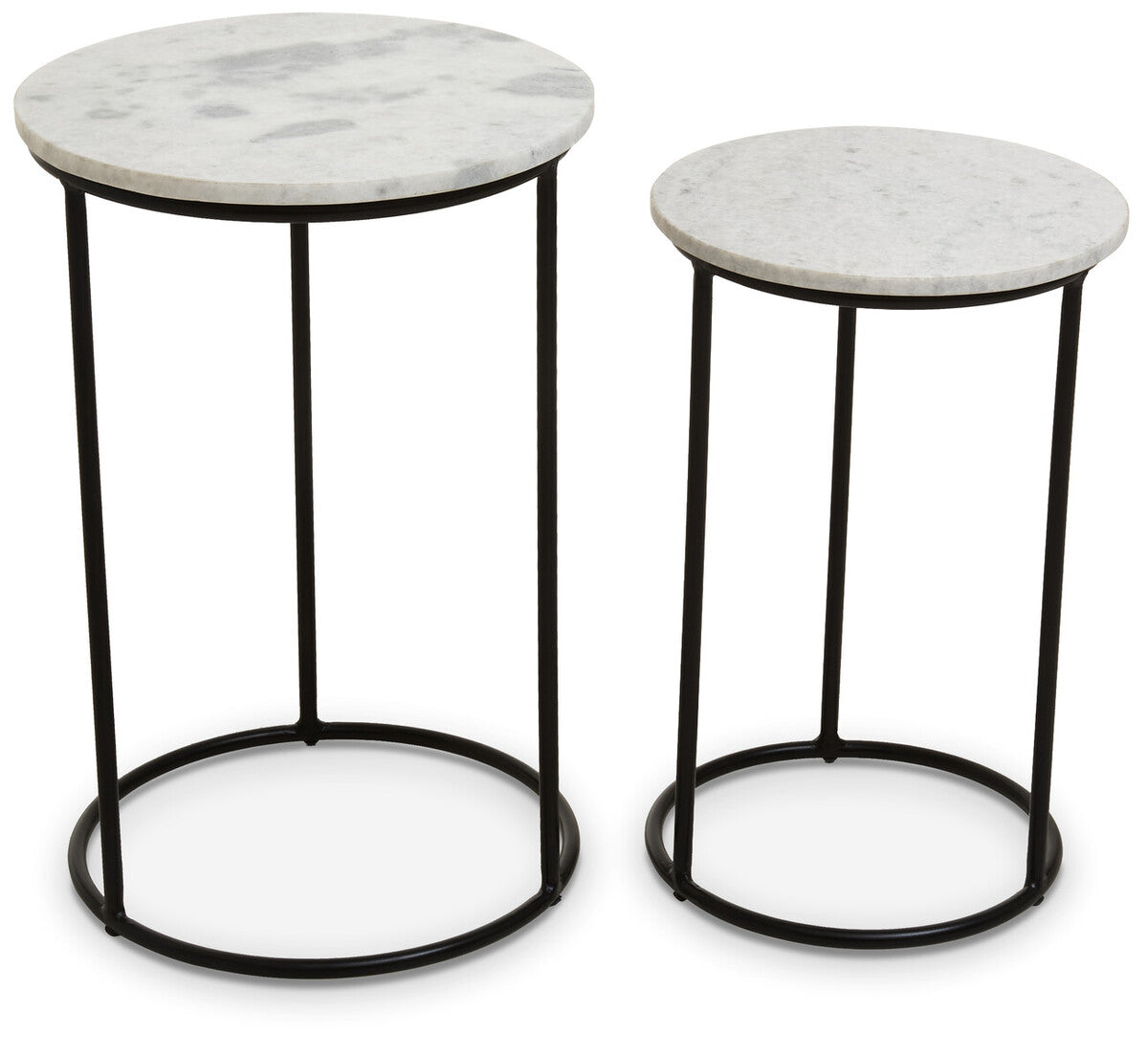 Mandoli Nest Of 2 White Marble Top Side Tables