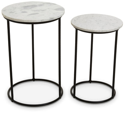 Mandoli Nest Of 2 White Marble Top Side Tables