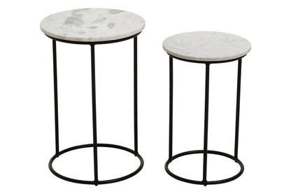 Mandoli Nest Of 2 White Marble Top Side Tables