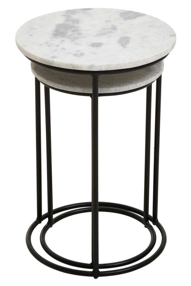Mandoli Nest Of 2 White Marble Top Side Tables
