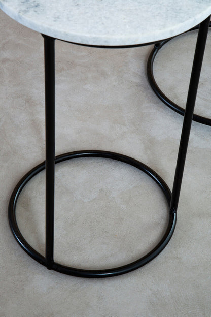 Mandoli Nest Of 2 White Marble Top Side Tables