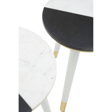 Nirav Black And White Marble Side Table