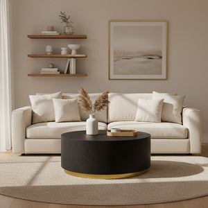 Naro Black And Gold Concrete Look Coffee Table