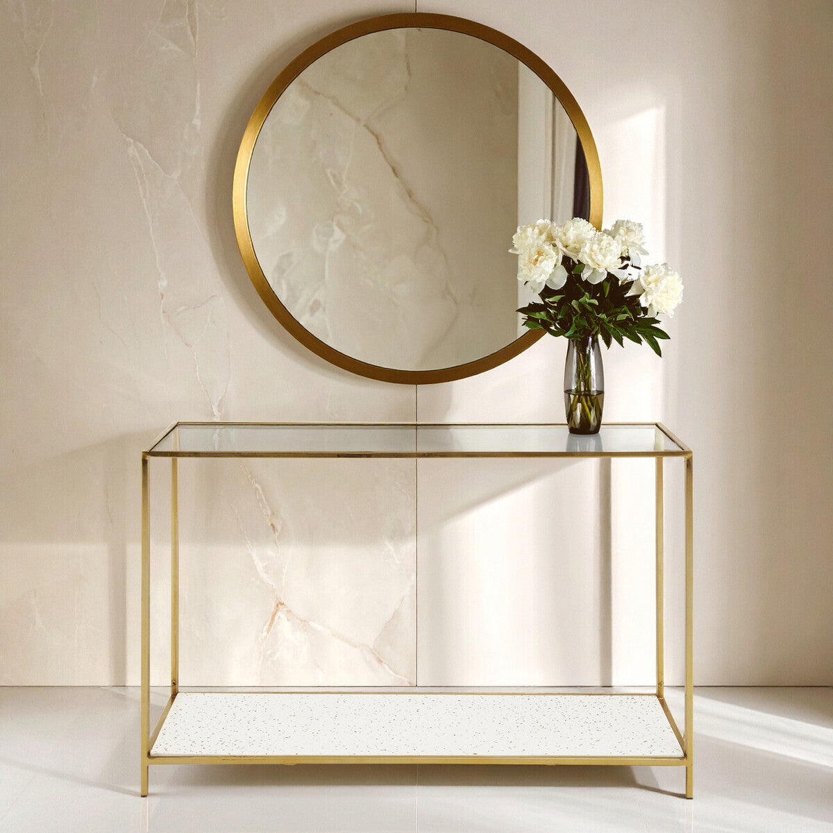 Novi Glass And Gold Frame Console Table