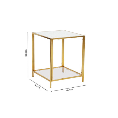 Novi Glass Top And Gold Frame Side Table