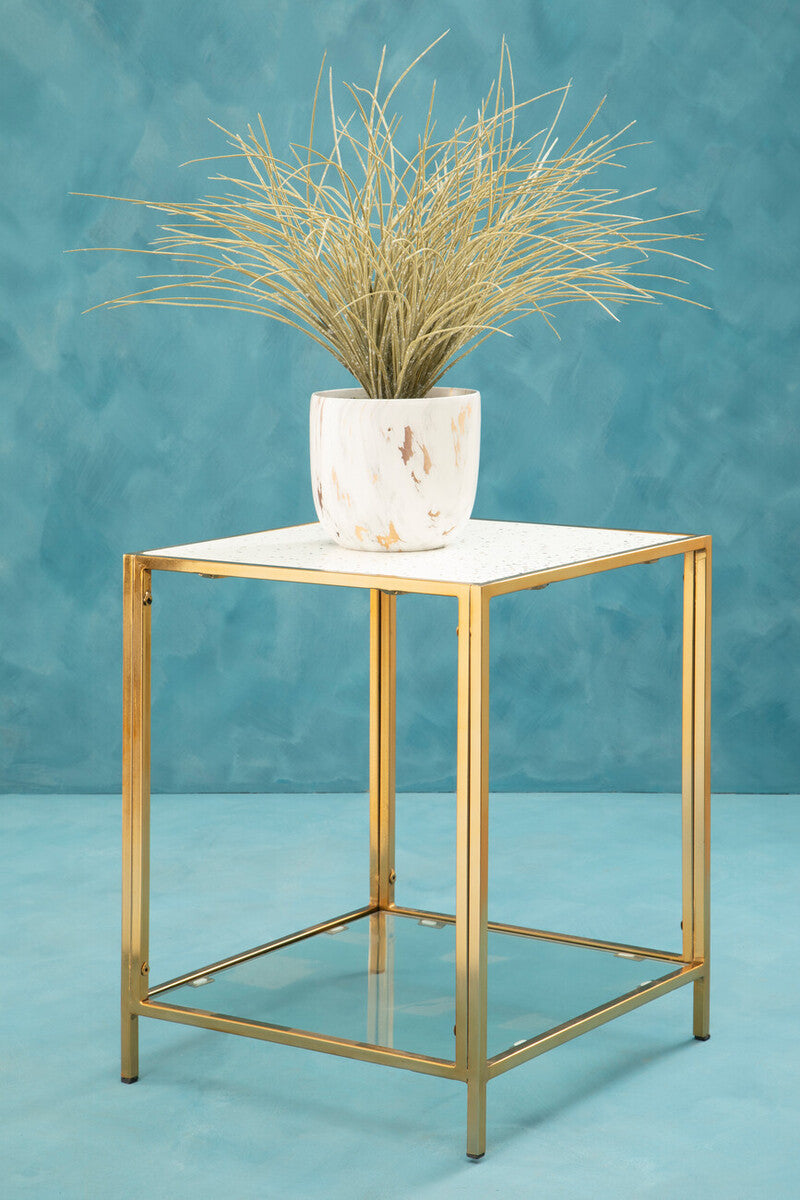 Novi Glass Top And Gold Frame Side Table
