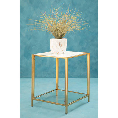 Novi Glass Top And Gold Frame Side Table