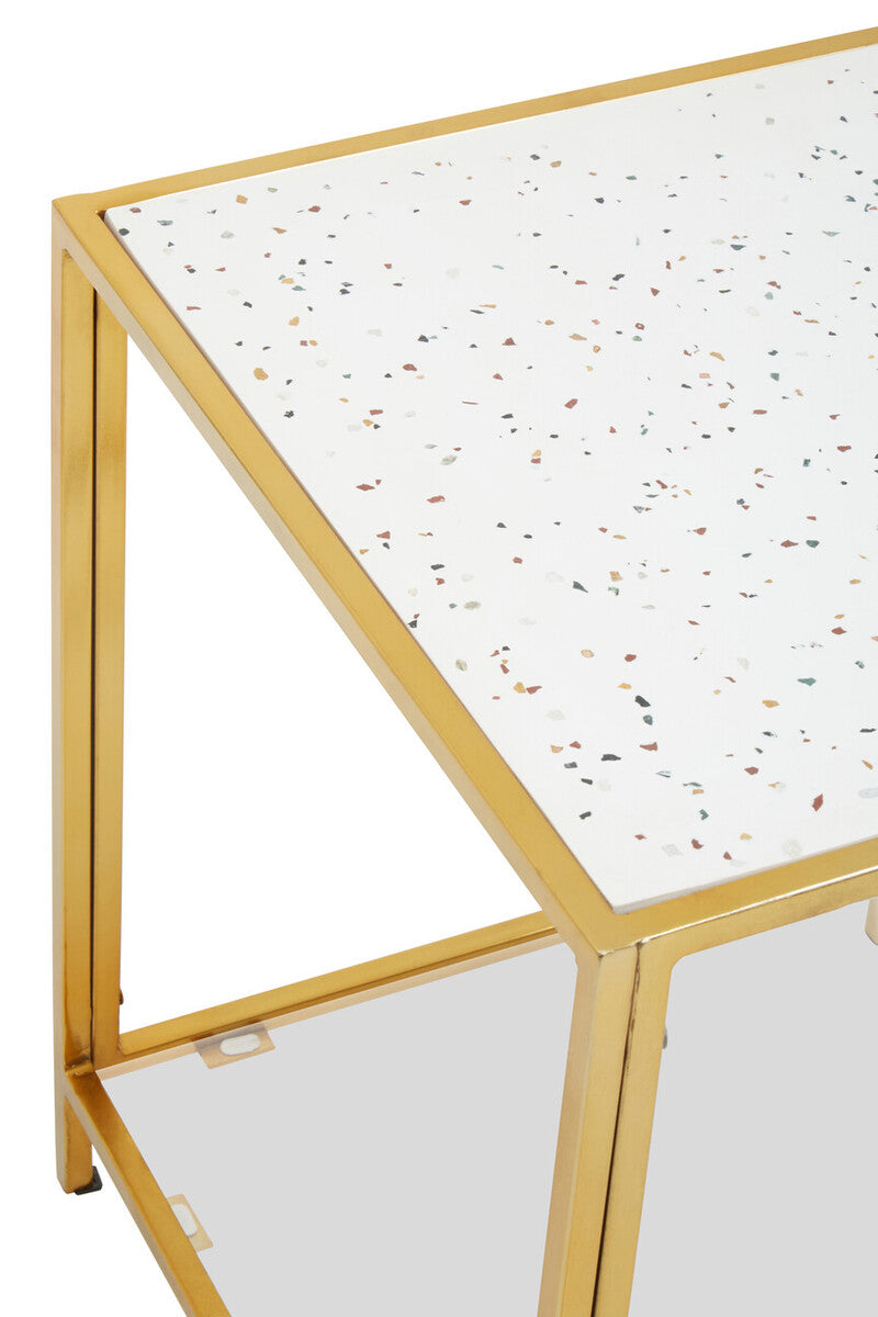 Novi Glass Top And Gold Frame Side Table