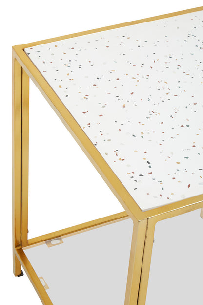 Novi Glass Top And Gold Frame Side Table