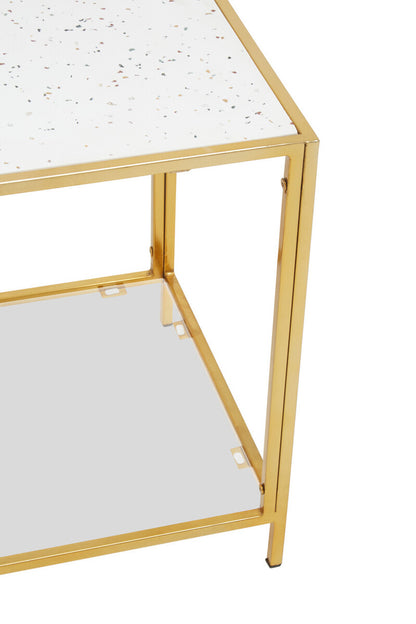 Novi Glass Top And Gold Frame Side Table