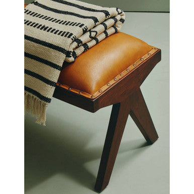 Inca Tan Leather Bench - Image 4