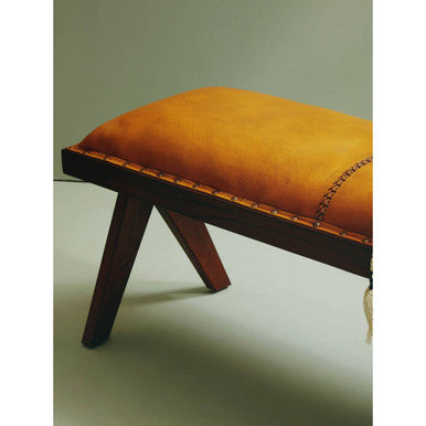 Inca Tan Leather Bench - Image 5