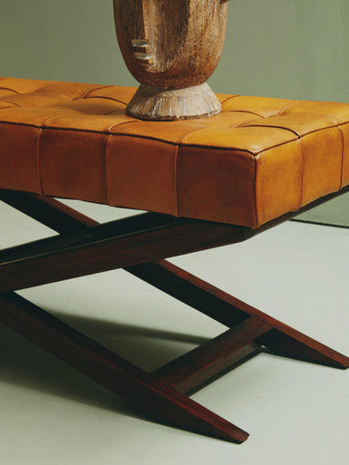 Inca Brown Leather Bench with Cedarwood Base - Image 6