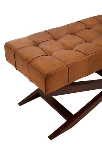 Inca Brown Leather Bench with Cedarwood Base - Image 8