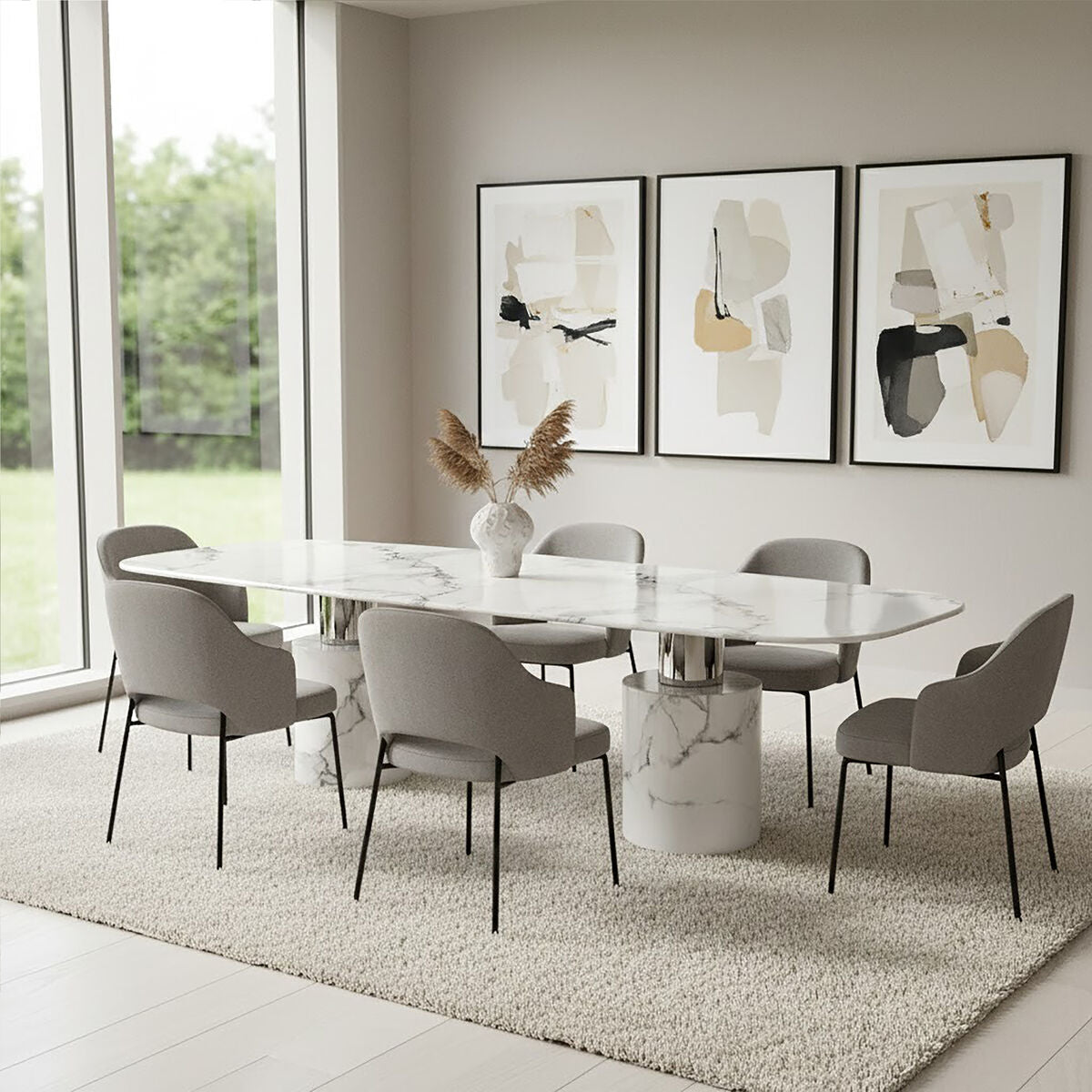 Sesto White Marble Dining Table