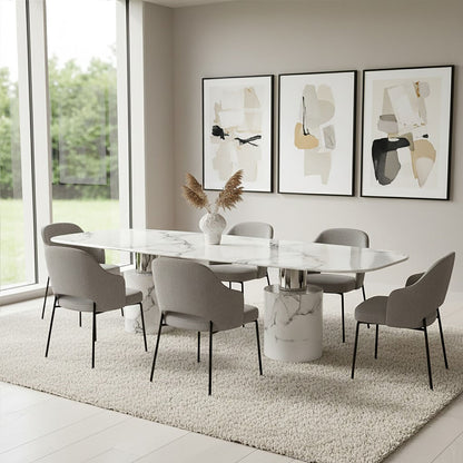 Sesto White Marble Dining Table