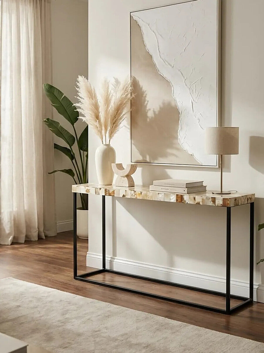 Obra Cream Mother of Pearl Console Table