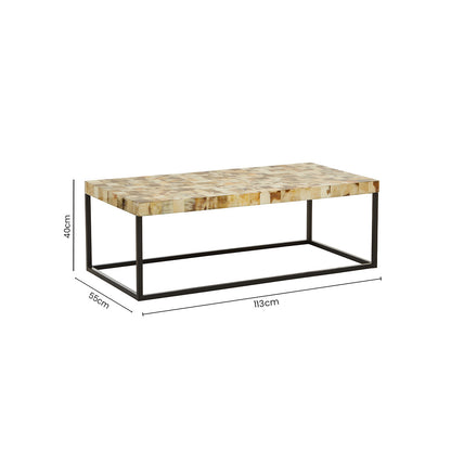Obra Cream Mother of Pearl Rectangle Coffee Table - Image 9