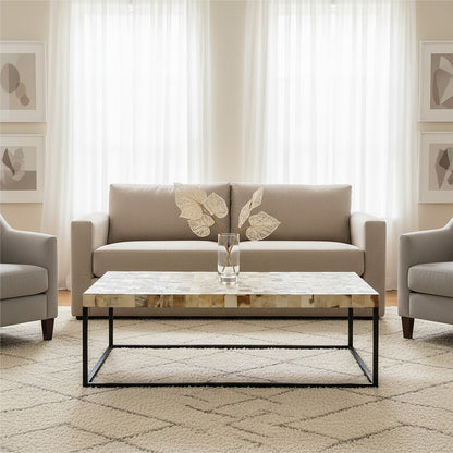 Obra Cream Mother of Pearl Rectangle Coffee Table - Image 1