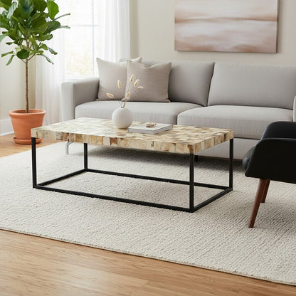 Obra Cream Mother of Pearl Rectangle Coffee Table - Image 3
