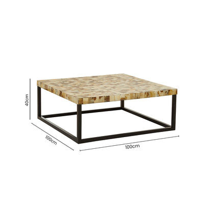 Obra Cream Mother of Pearl Square Coffee Table - Image 7