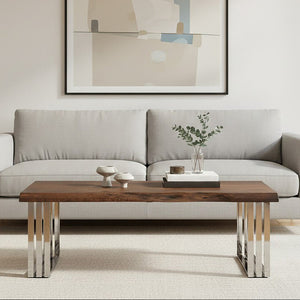 Hampstead Acacia Wood and Silver Finish Coffee Table