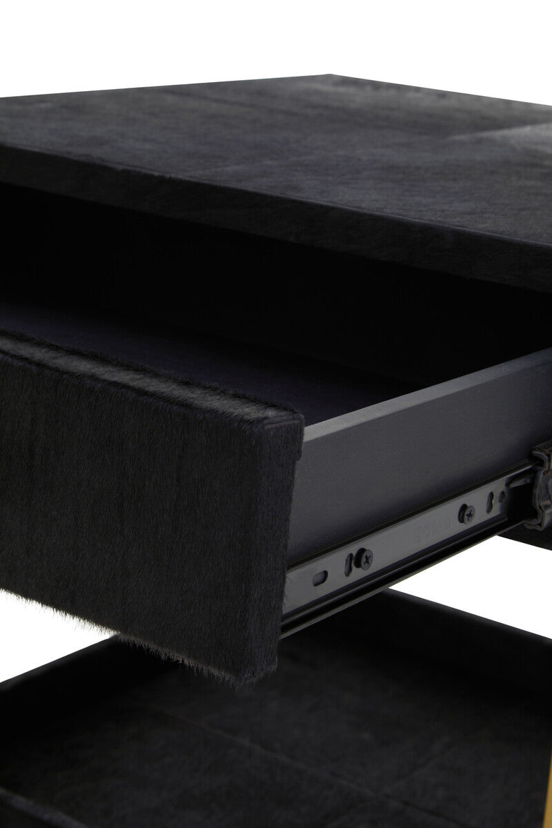 Kensington Townhouse Hair On Leather Bedside Table