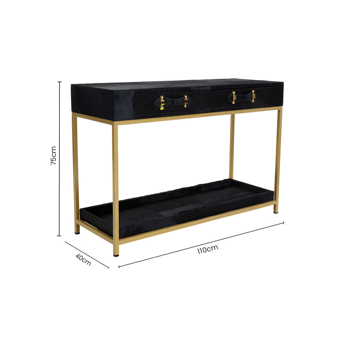 Kensington Townhouse Hair on Leather Two Drawer Console Table