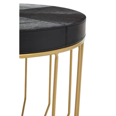 Kensington Townhouse Hair on Leather Round Side Table