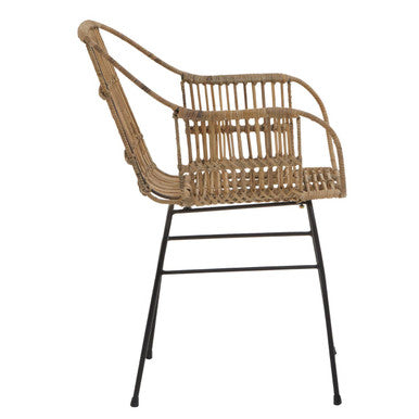 Java Natural Rattan With Black Metal Arm Chair
