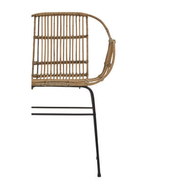 Java Natural Rattan With Black Metal Arm Chair