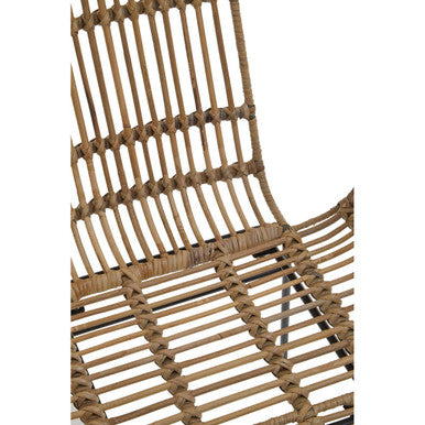 Java Natural Rattan With Black Metal Arm Chair
