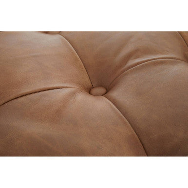 Brown Leather Rectangle Chesterfield Ottoman, Hoxton - Image 9