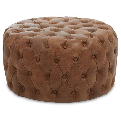 Hoxton Tufted Leather Round Ottoman