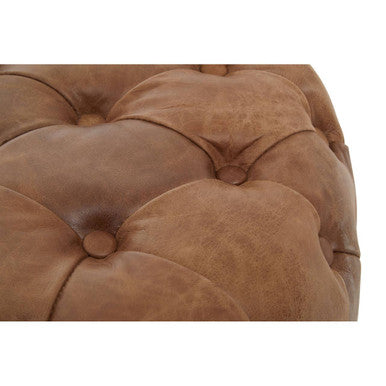 Hoxton Tufted Leather Round Ottoman