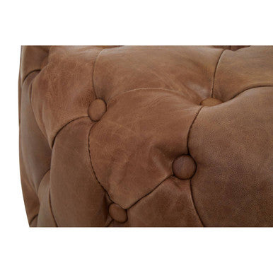 Hoxton Tufted Leather Round Ottoman