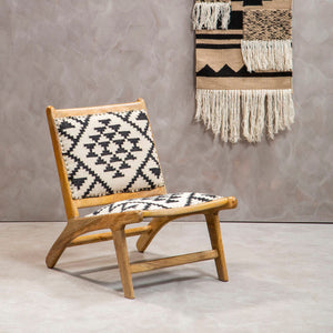 Cefena Black and White Berber Style Lounge Chair