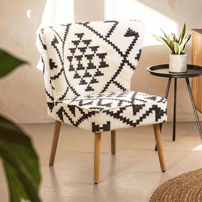 Cefena White and Black Berber Style Mango Wood Chair