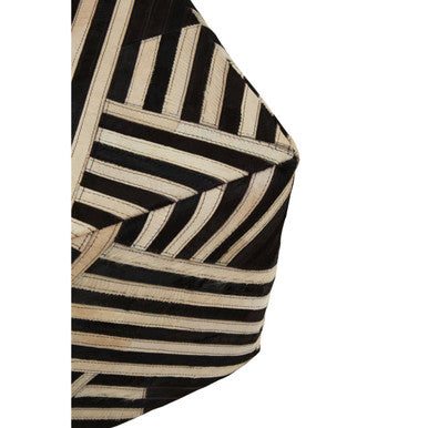 Bosie Safira Black And White Stripe Leather Pouffe