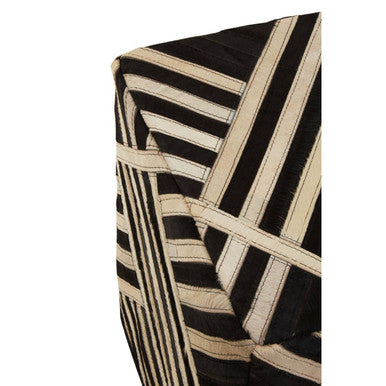Bosie Safira Black And White Stripe Leather Pouffe - Image 8