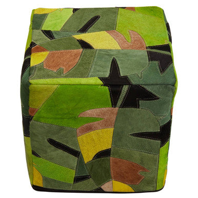 Safira Botanical Leather Pouffe
