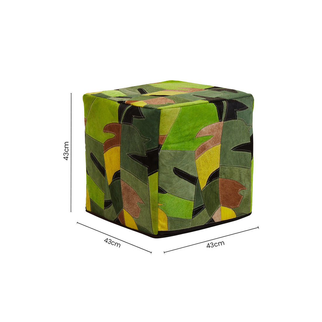 Safira Botanical Leather Pouffe - Image 10