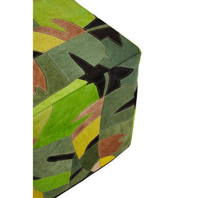 Safira Botanical Leather Pouffe - Image 5