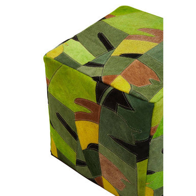 Safira Botanical Leather Pouffe - Image 6